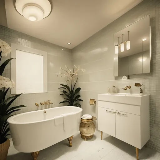 Mid-Century Modern Bathroom design - AI generated interior design visualization