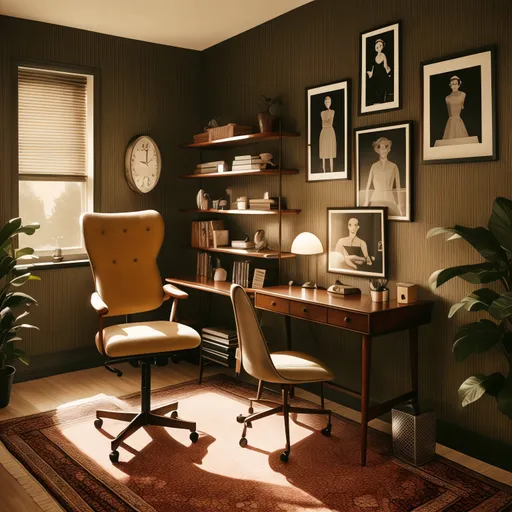 Mid-Century Modern Home Office design - AI generated interior design visualization