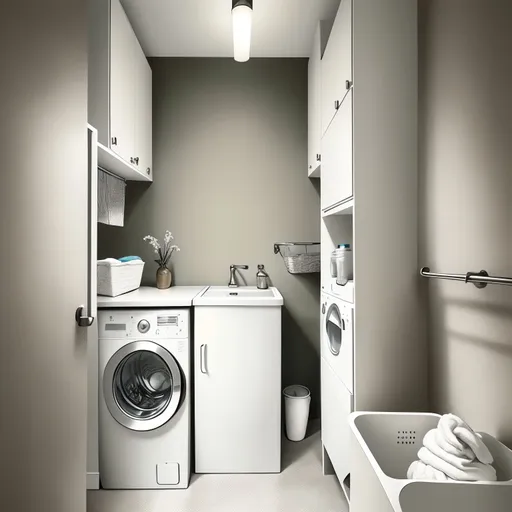 Mid-Century Modern Laundry Room design - AI generated interior design visualization