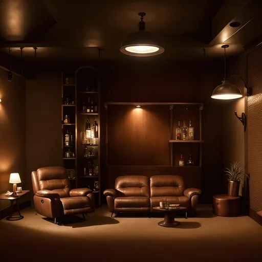 Mid-Century Modern Man Cave design - AI generated interior design visualization