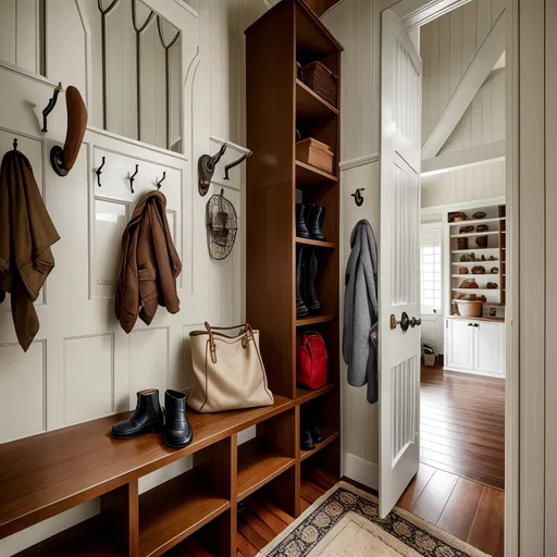 Mid-Century Modern Mudroom design - AI generated interior design visualization