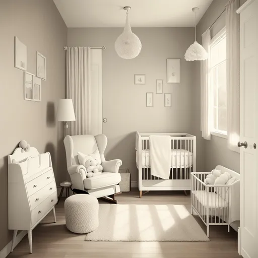 Mid-Century Modern Nursery design - AI generated interior design visualization