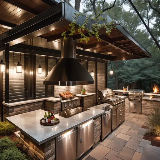 Mid-Century Modern Outdoor Kitchen design - AI generated interior design visualization