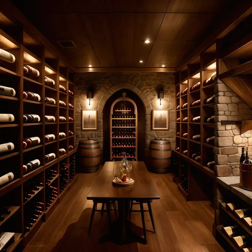 Mid-Century Modern Wine Cellar design - AI generated interior design visualization