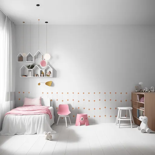Minimalist Kids Room design - AI generated interior design visualization