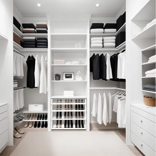 Minimalist Walk-in Closet design - AI generated interior design visualization