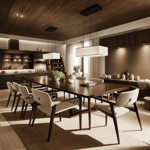Modern Boho Dining Room design - AI generated interior design visualization