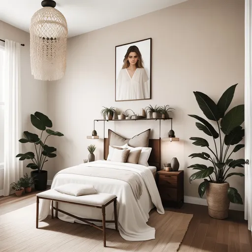 Modern Boho Guest Room design - AI generated interior design visualization