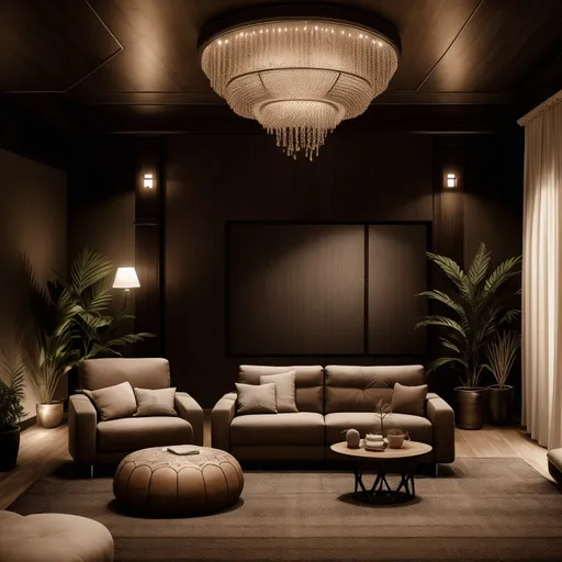 Modern Boho Home Theater design - AI generated interior design visualization