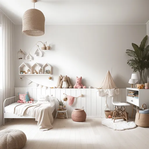Modern Boho Kids Room design - AI generated interior design visualization
