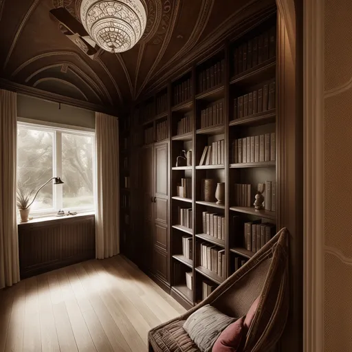 Modern Boho Library design - AI generated interior design visualization