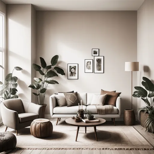 Modern Boho Living Room design - AI generated interior design visualization