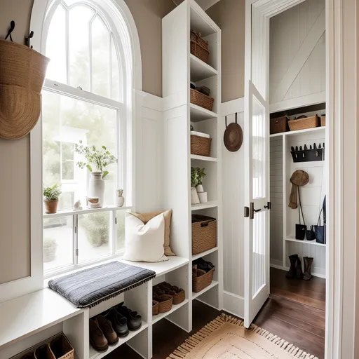 Modern Boho Mudroom design - AI generated interior design visualization