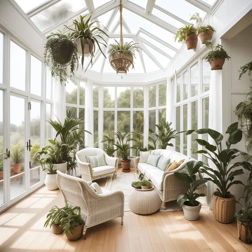 Modern Boho Sunroom design - AI generated interior design visualization