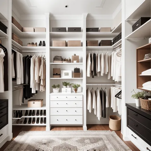 Modern Boho Walk-in Closet design - AI generated interior design visualization