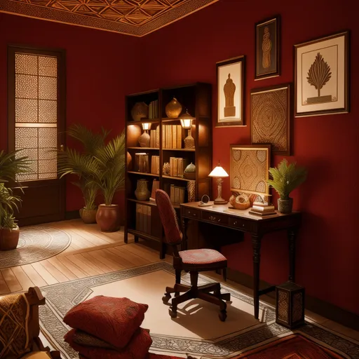 Moroccan Home Office design - AI generated interior design visualization