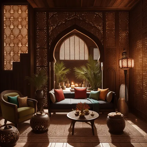 Moroccan Living Room design - AI generated interior design visualization