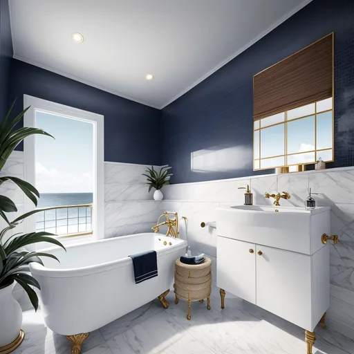Nautical Bathroom design - AI generated interior design visualization