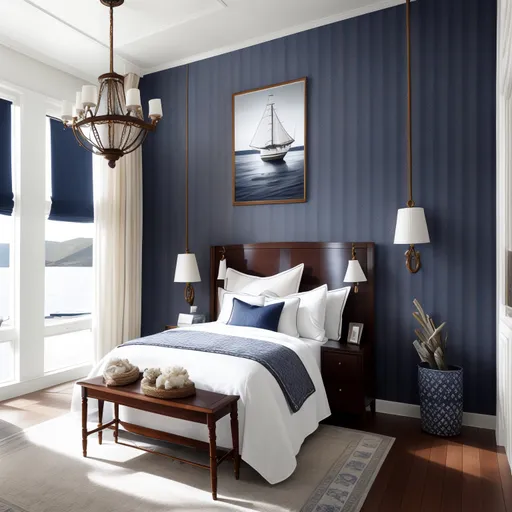 Nautical Guest Room design - AI generated interior design visualization