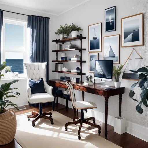 Nautical Home Office design - AI generated interior design visualization