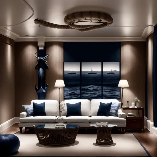 Nautical Home Theater design - AI generated interior design visualization