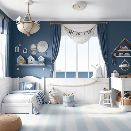 Nautical Kids Room design - AI generated interior design visualization