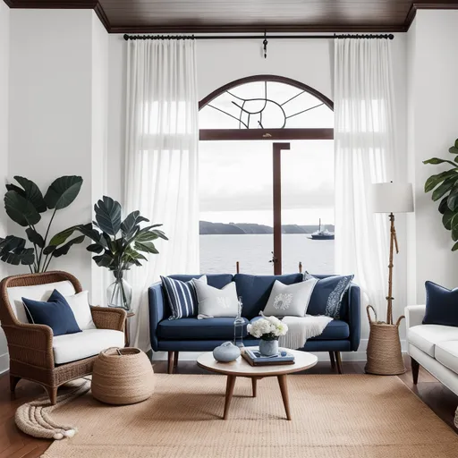 Nautical Living Room design - AI generated interior design visualization