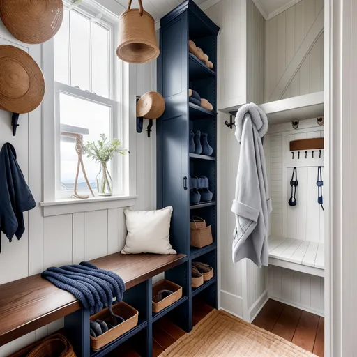 Nautical Mudroom design - AI generated interior design visualization