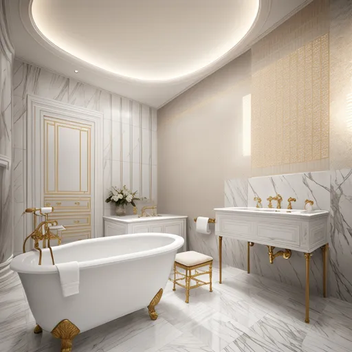 Neo-Classical Bathroom design - AI generated interior design visualization