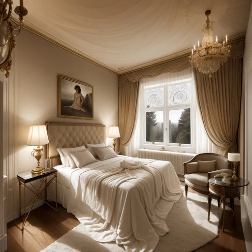 Neo-Classical Bedroom design - AI generated interior design visualization