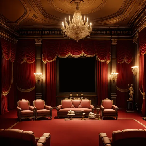 Neo-Classical Home Theater design - AI generated interior design visualization