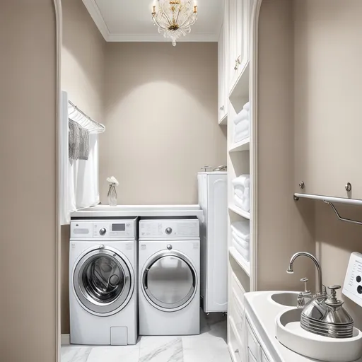 Neo-Classical Laundry Room design - AI generated interior design visualization