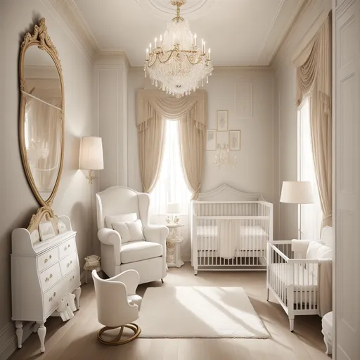 Neo-Classical Nursery design - AI generated interior design visualization