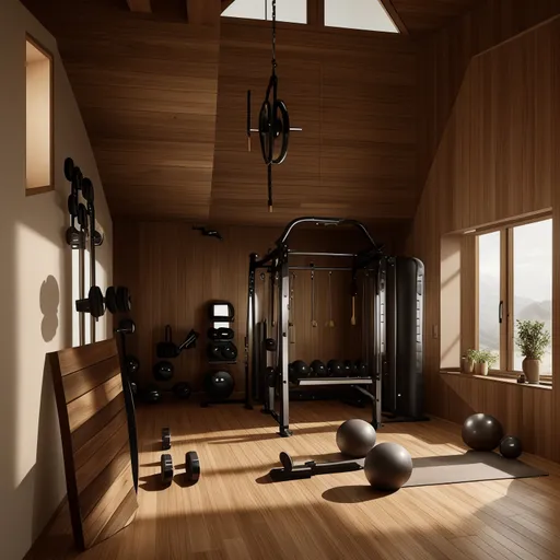 Organic Modern Home Gym design - AI generated interior design visualization