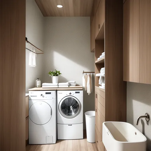 Organic Modern Laundry Room design - AI generated interior design visualization