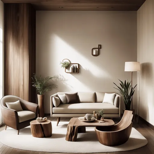 Organic Modern Living Room design - AI generated interior design visualization