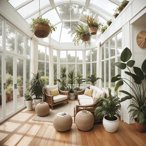 Organic Modern Sunroom design - AI generated interior design visualization