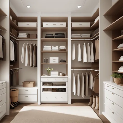 Organic Modern Walk-in Closet design - AI generated interior design visualization