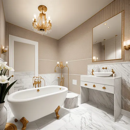 Parisian Bathroom design - AI generated interior design visualization