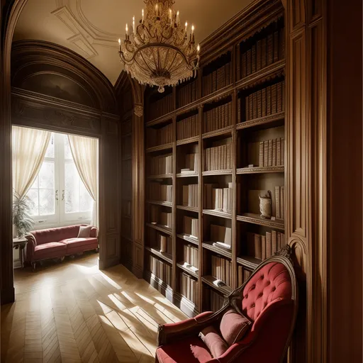 Parisian Library design - AI generated interior design visualization
