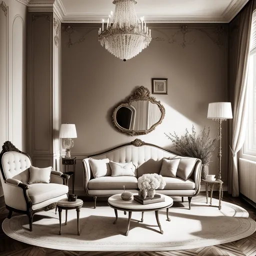 Parisian Living Room design - AI generated interior design visualization