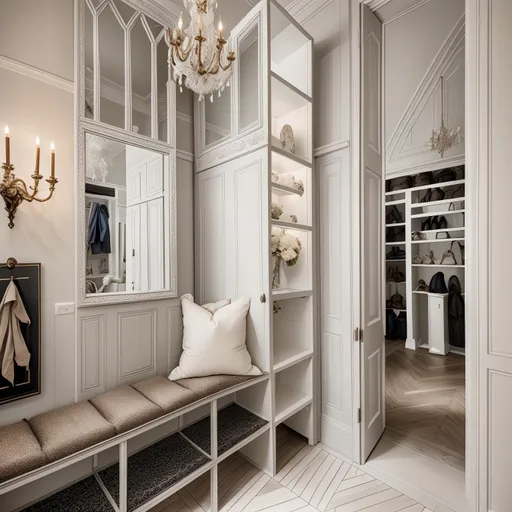 Parisian Mudroom design - AI generated interior design visualization