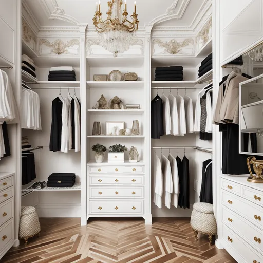 Parisian Walk-in Closet design - AI generated interior design visualization