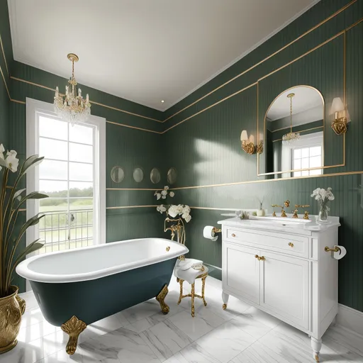 Preppy Bathroom design - AI generated interior design visualization