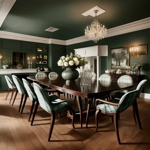 Preppy Dining Room design - AI generated interior design visualization