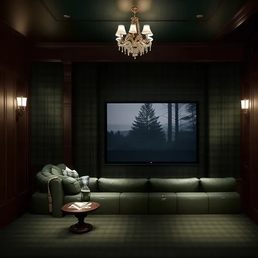 Preppy Home Theater design - AI generated interior design visualization