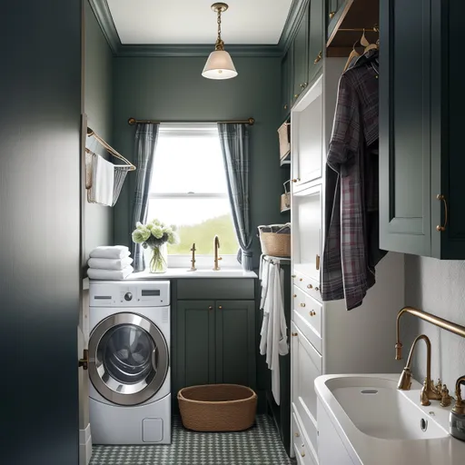 Preppy Laundry Room design - AI generated interior design visualization