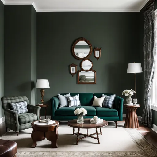 Preppy Living Room design - AI generated interior design visualization