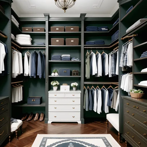 Preppy Walk-in Closet design - AI generated interior design visualization