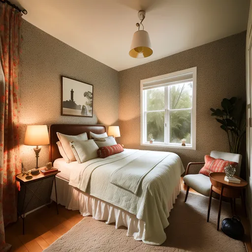 Retro Bedroom design - AI generated interior design visualization